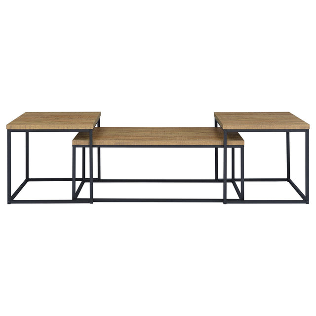  Coaster Furniture Straden 700144 3-piece Engineered Wood Coffee Table Set - Mango/Black IMAGE 1