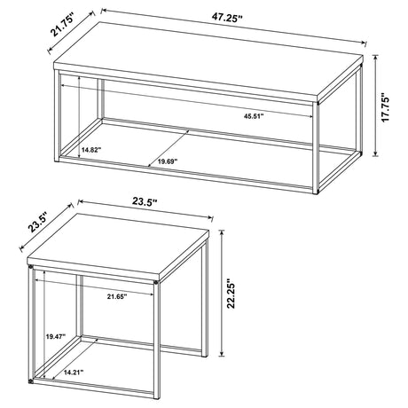  Coaster Furniture Straden 700144 3-piece Engineered Wood Coffee Table Set - Mango/Black IMAGE 10