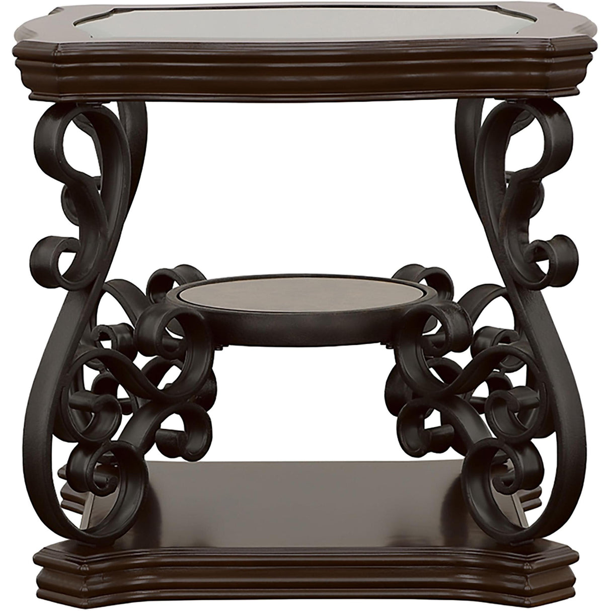  Coaster Furniture Laney 702448-S2 2-piece Glass Top Coffee and End Table Set - Dark Merlot IMAGE 4