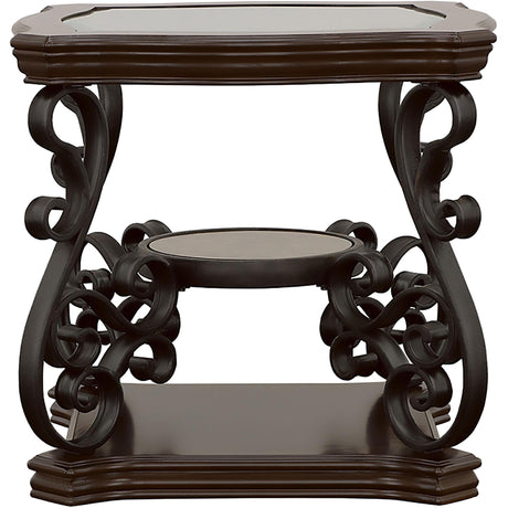  Coaster Furniture Laney 702448-S2 2-piece Glass Top Coffee and End Table Set - Dark Merlot IMAGE 4