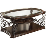  Coaster Furniture Laney 702448-S2 2-piece Glass Top Coffee and End Table Set - Dark Merlot IMAGE 5