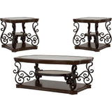  Coaster Furniture Laney 702448-S3 3-piece Glass Top Coffee and End Table Set - Dark Merlot IMAGE 1