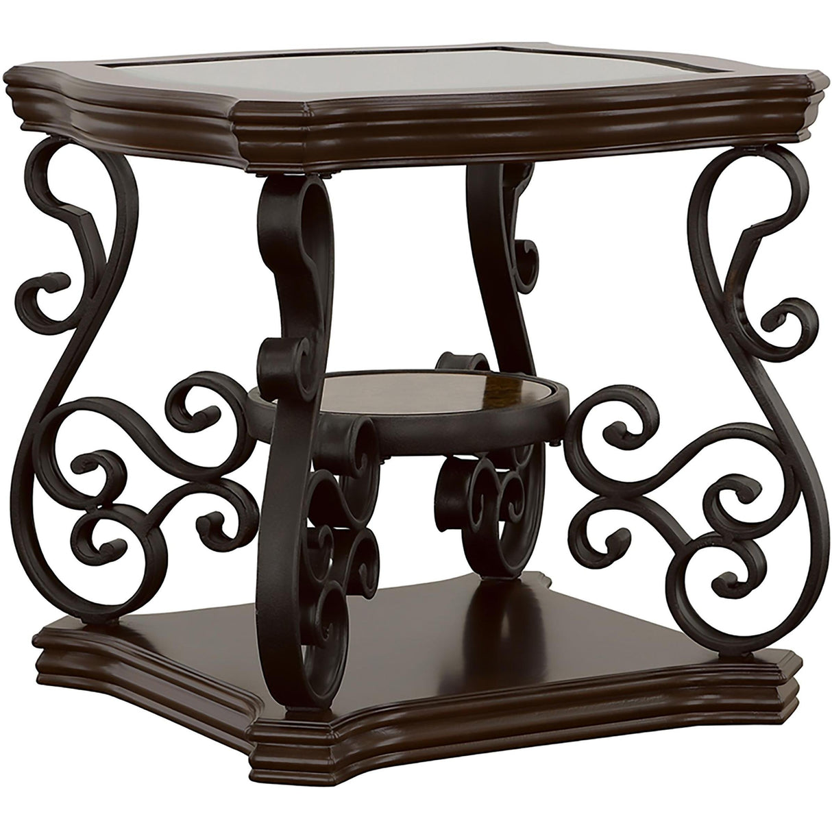  Coaster Furniture Laney 702448-S3 3-piece Glass Top Coffee and End Table Set - Dark Merlot IMAGE 3