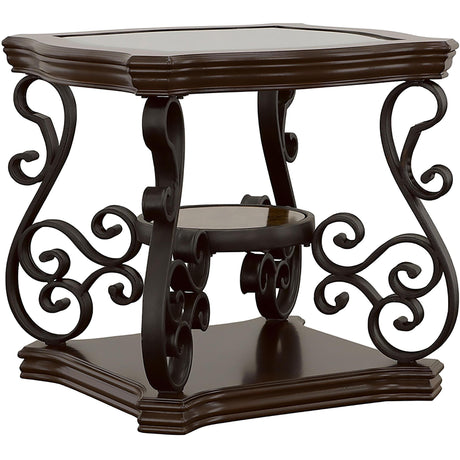  Coaster Furniture Laney 702448-S3 3-piece Glass Top Coffee and End Table Set - Dark Merlot IMAGE 3