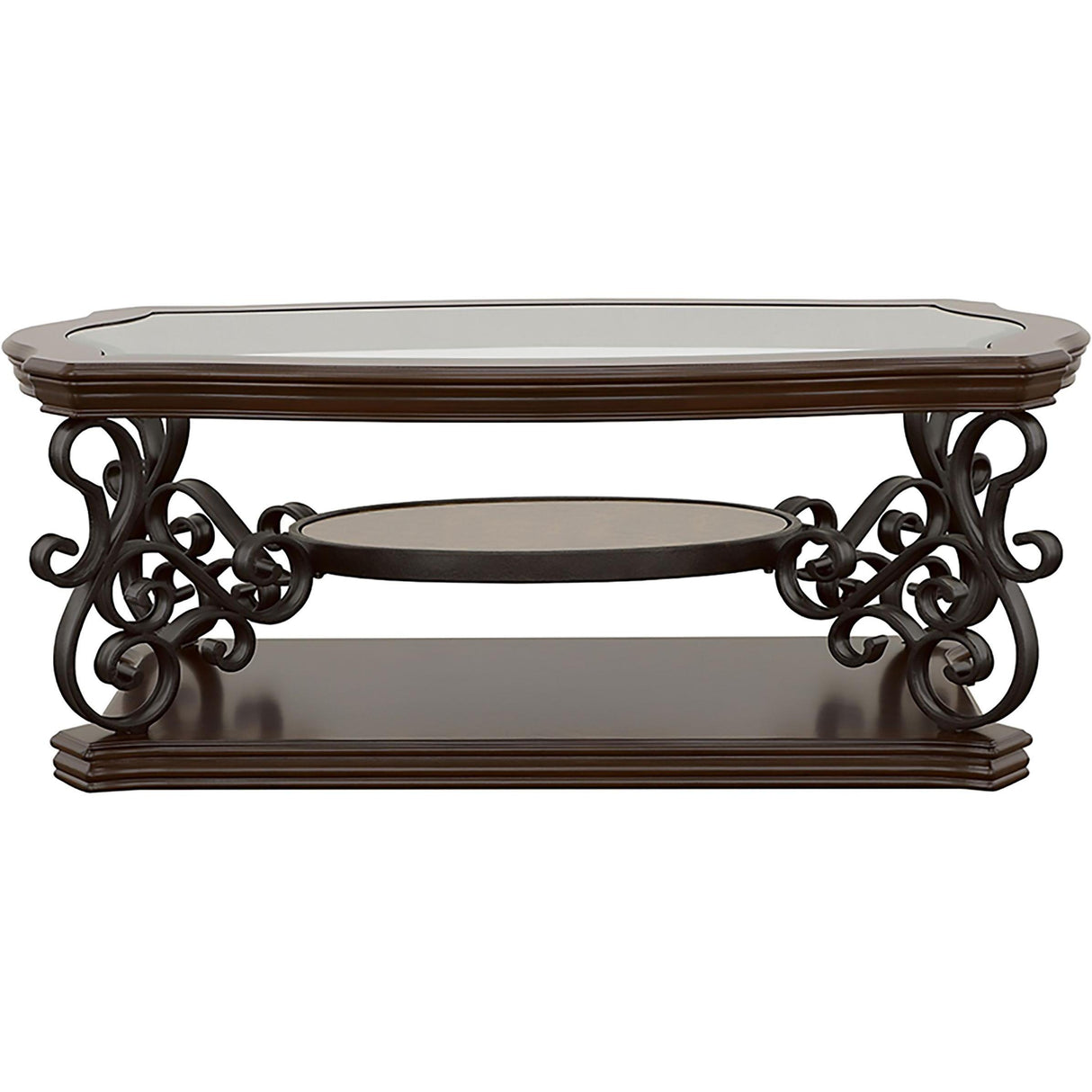  Coaster Furniture Laney 702448-S3 3-piece Glass Top Coffee and End Table Set - Dark Merlot IMAGE 6
