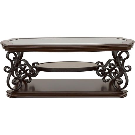  Coaster Furniture Laney 702448-S3 3-piece Glass Top Coffee and End Table Set - Dark Merlot IMAGE 6