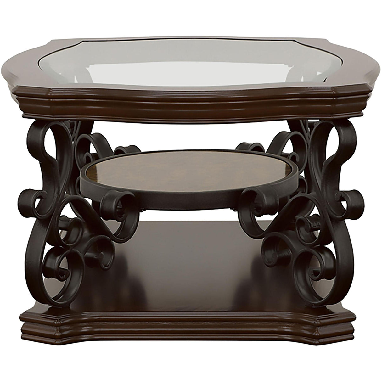  Coaster Furniture Laney 702448-S3 3-piece Glass Top Coffee and End Table Set - Dark Merlot IMAGE 7