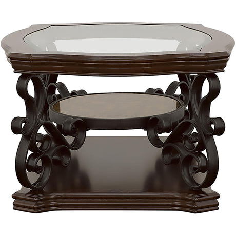  Coaster Furniture Laney 702448-S3 3-piece Glass Top Coffee and End Table Set - Dark Merlot IMAGE 7