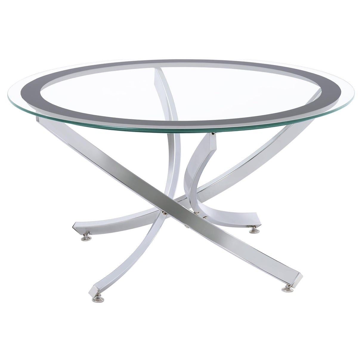  Coaster Furniture Brooke 702588-S3 3-piece Round Coffee and End Table Set - Chrome IMAGE 1