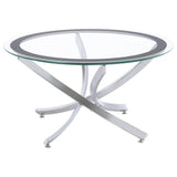  Coaster Furniture Brooke 702588-S3 3-piece Round Coffee and End Table Set - Chrome IMAGE 1