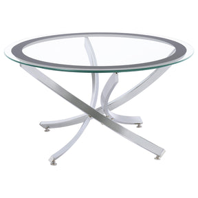  Coaster Furniture Brooke 702588-S3 3-piece Round Coffee and End Table Set - Chrome IMAGE 1