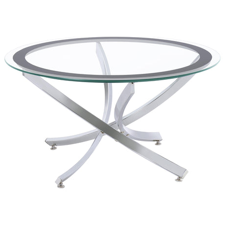  Coaster Furniture Brooke 702588-S3 3-piece Round Coffee and End Table Set - Chrome IMAGE 1