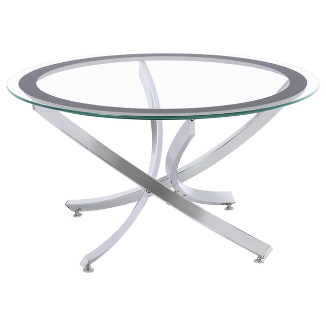  Coaster Furniture Brooke 702588-S3 3-piece Round Coffee and End Table Set - Chrome IMAGE 1