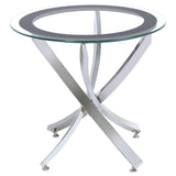  Coaster Furniture Brooke 702588-S3 3-piece Round Coffee and End Table Set - Chrome IMAGE 3
