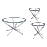  Coaster Furniture Brooke 702588-S3 3-piece Round Coffee and End Table Set - Chrome IMAGE 5