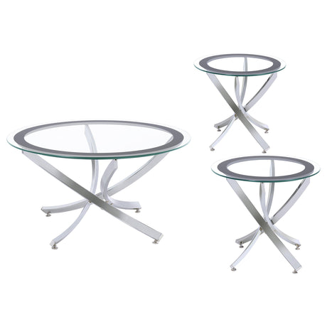  Coaster Furniture Brooke 702588-S3 3-piece Round Coffee and End Table Set - Chrome IMAGE 5