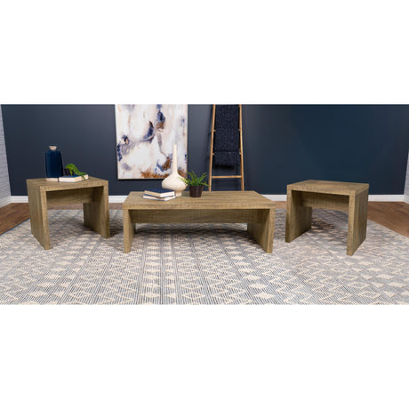  Coaster Furniture Lynette 704128-S3 3-piece Rectangular Coffee and End Table Set - Mango IMAGE 2