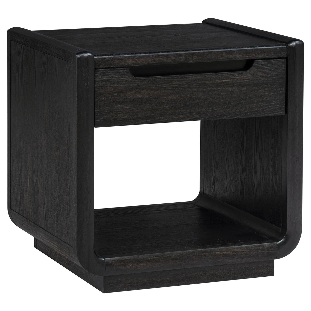  Coaster Furniture Leandro 704637 1-drawer Wood Occasional End Table - Burnished Black IMAGE 1