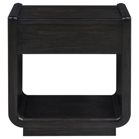  Coaster Furniture Leandro 704637 1-drawer Wood Occasional End Table - Burnished Black IMAGE 11