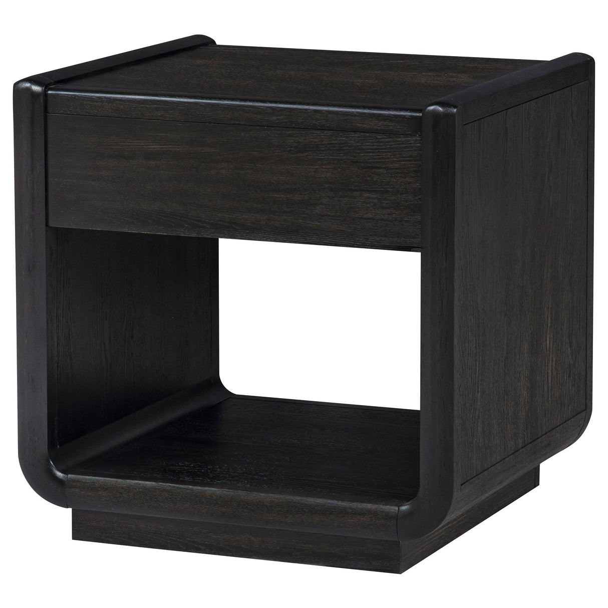  Coaster Furniture Leandro 704637 1-drawer Wood Occasional End Table - Burnished Black IMAGE 2