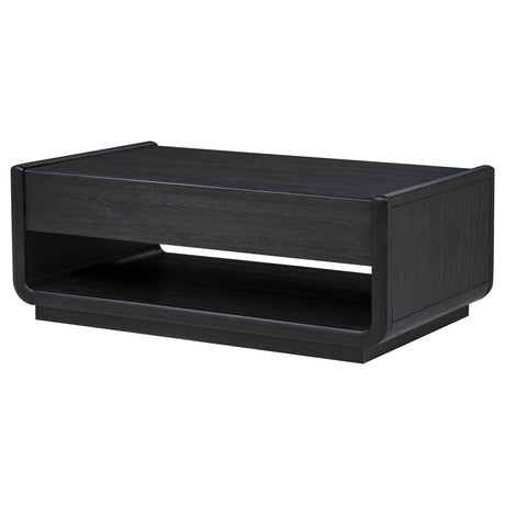  Coaster Furniture Leandro 704638 2-drawer Wood Coffee Table - Burnished Black IMAGE 1