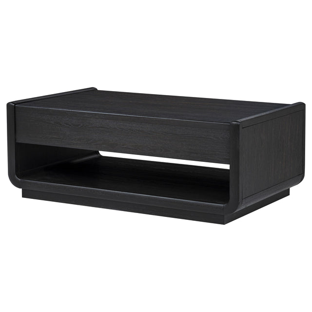 Coaster Furniture Leandro 704638 2-drawer Wood Coffee Table - Burnished Black IMAGE 1