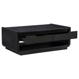  Coaster Furniture Leandro 704638 2-drawer Wood Coffee Table - Burnished Black IMAGE 10