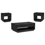  Coaster Furniture Leandro 704638-S3 3-piece Wood Coffee and End Table Set - Burnished Black IMAGE 1