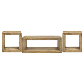  Coaster Furniture Benton 704838-S3 3-piece Solid Mango Coffee and End Table Set - Natural IMAGE 1