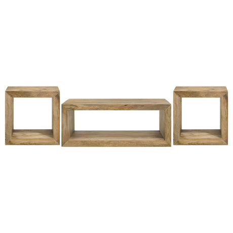  Coaster Furniture Benton 704838-S3 3-piece Solid Mango Coffee and End Table Set - Natural IMAGE 1