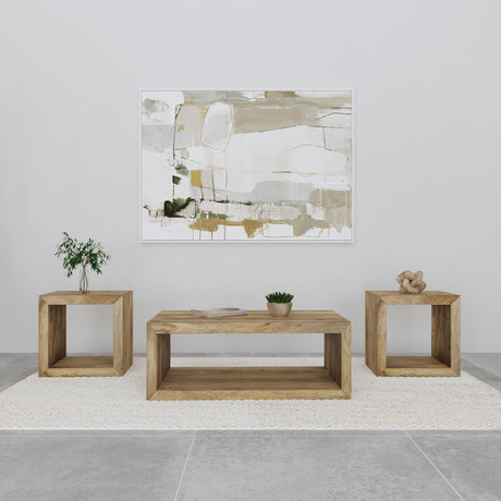  Coaster Furniture Benton 704838-S3 3-piece Solid Mango Coffee and End Table Set - Natural IMAGE 2
