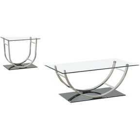  Coaster Furniture Danville 704988-S2 2-piece Glass Top Coffee and End Table Set - Chrome IMAGE 1