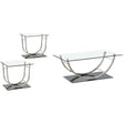  Coaster Furniture Danville 704988-S3 3-piece Glass Top Coffee and End Table Set - Chrome IMAGE 1
