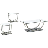  Coaster Furniture Danville 704988-S3 3-piece Glass Top Coffee and End Table Set - Chrome IMAGE 1