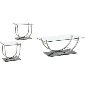  Coaster Furniture Danville 704988-S3 3-piece Glass Top Coffee and End Table Set - Chrome IMAGE 1