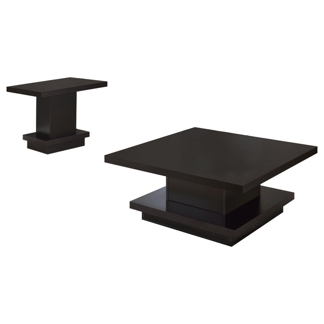  Coaster Furniture Reston 705168-S2 2-piece Square Coffee and End Table Set - Cappuccino IMAGE 1