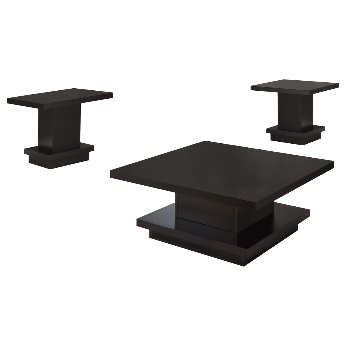  Coaster Furniture Reston 705168-S3 3-piece Square Coffee and End Table Set - Cappuccino IMAGE 1
