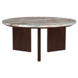  Coaster Furniture Jenna 706168 35-inch Round Marble Top Coffee Table - Brown IMAGE 1