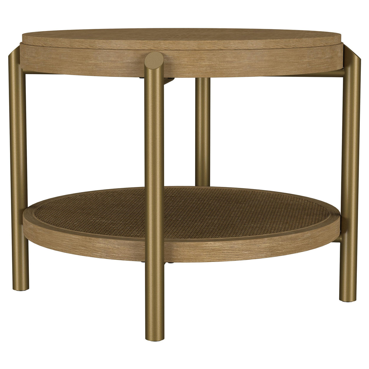  Coaster Furniture Arini 706187 Round Side Table With Storage Shelf - Sand Wash IMAGE 2