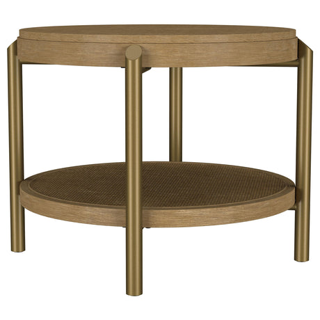  Coaster Furniture Arini 706187 Round Side Table With Storage Shelf - Sand Wash IMAGE 2