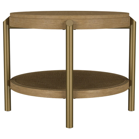  Coaster Furniture Arini 706187 Round Side Table With Storage Shelf - Sand Wash IMAGE 3