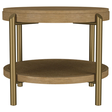 Coaster Furniture Arini 706187 Round Side Table With Storage Shelf - Sand Wash IMAGE 6