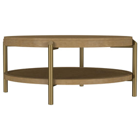  Coaster Furniture Arini 706188 Round Coffee Table With Storage Shelf - Sand Wash IMAGE 1