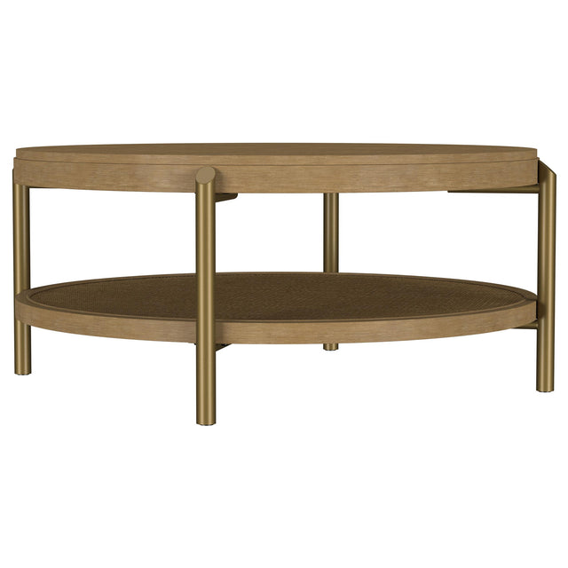  Coaster Furniture Arini 706188 Round Coffee Table With Storage Shelf - Sand Wash IMAGE 1