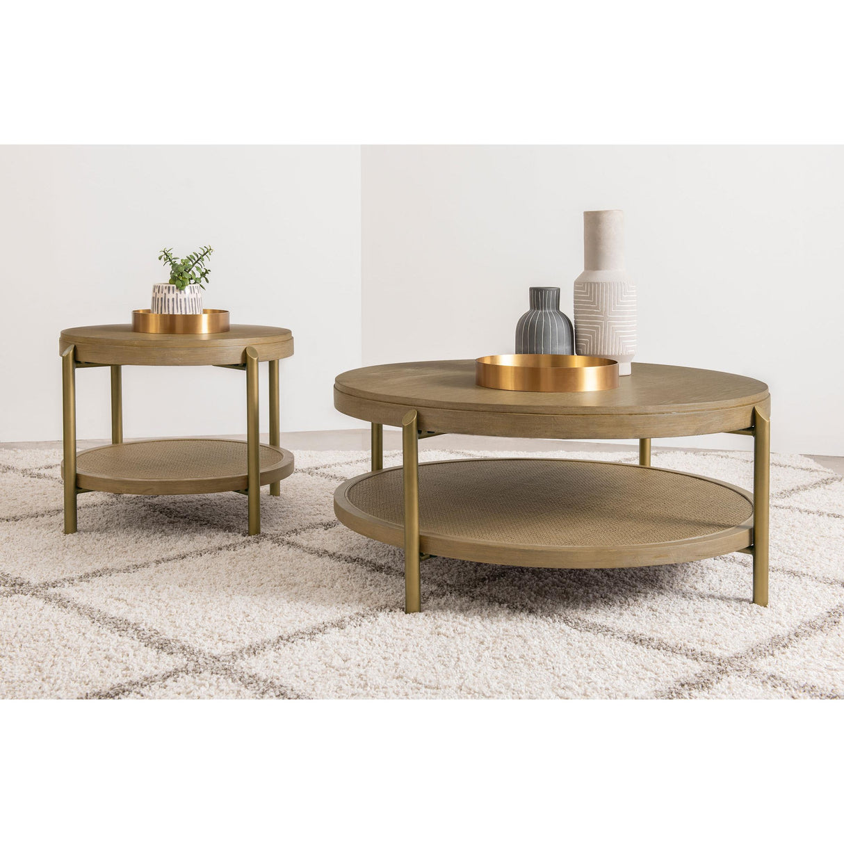  Coaster Furniture Arini 706188 Round Coffee Table With Storage Shelf - Sand Wash IMAGE 10