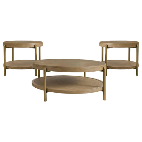  Coaster Furniture Arini 706188-S3 3-piece Round Coffee and End Table Set - Sand Wash IMAGE 1