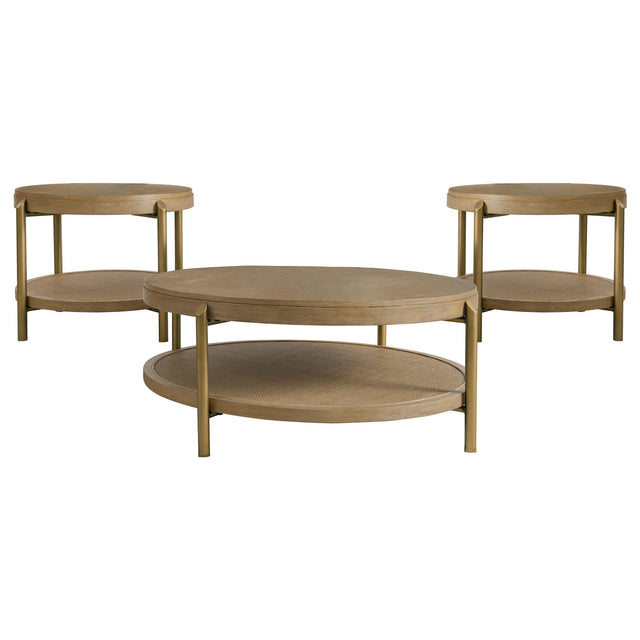  Coaster Furniture Arini 706188-S3 3-piece Round Coffee and End Table Set - Sand Wash IMAGE 1