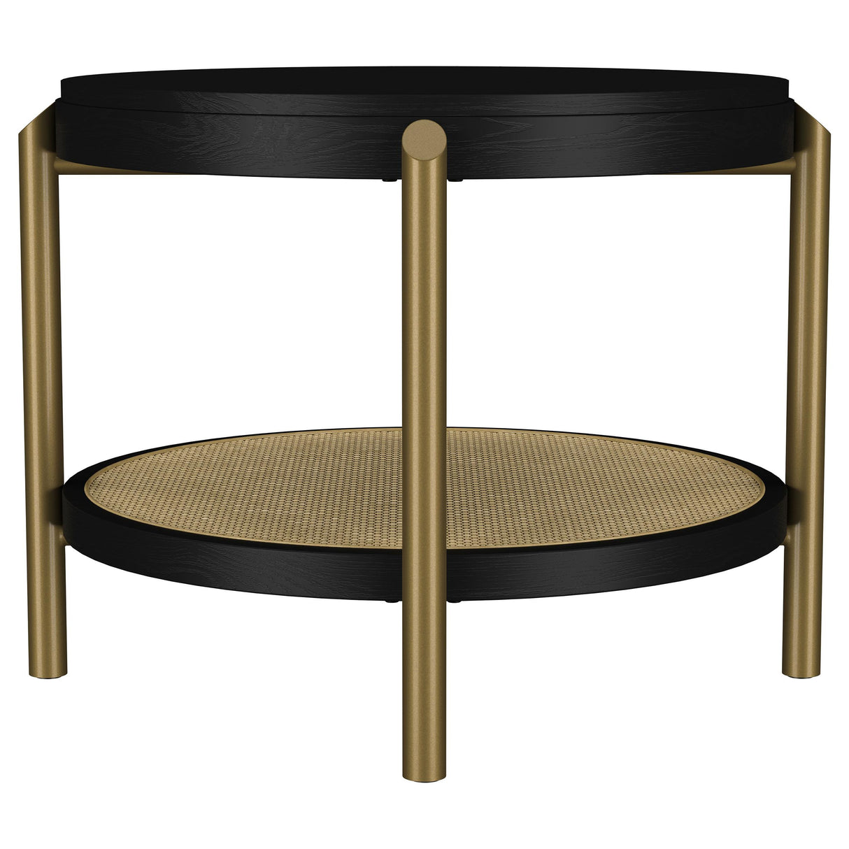  Coaster Furniture Arini 706197 Round Side Table With Storage Shelf - Black IMAGE 4