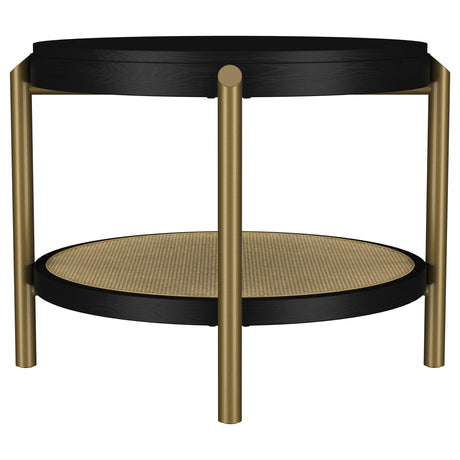  Coaster Furniture Arini 706197 Round Side Table With Storage Shelf - Black IMAGE 4
