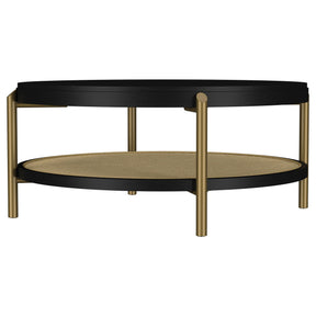  Coaster Furniture Arini 706198 Round Coffee Table With Storage Shelf - Black IMAGE 1
